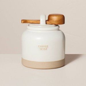 HEARTH & HAND Magnolia 12 oz Stoneware Crock Coffee Canister Scoop Cream…